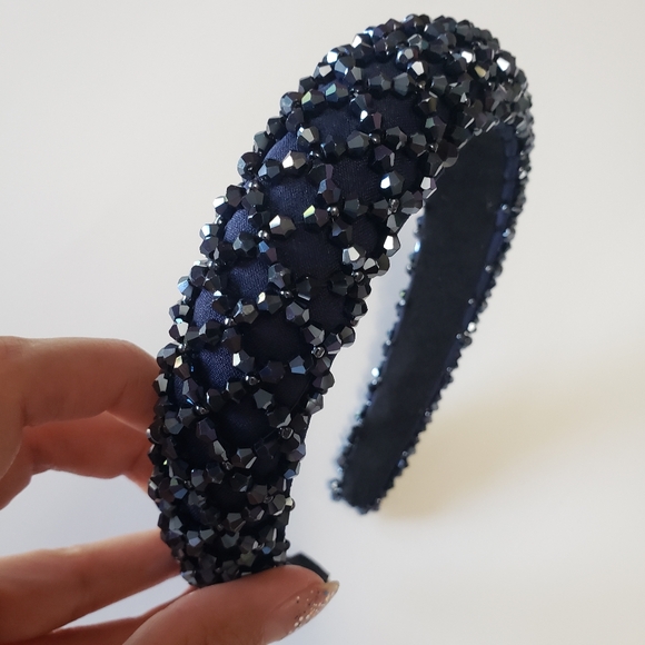 Accessories - Hair Hoop women Sweet Headband -Rhinestone Crystal Headband _Navy color